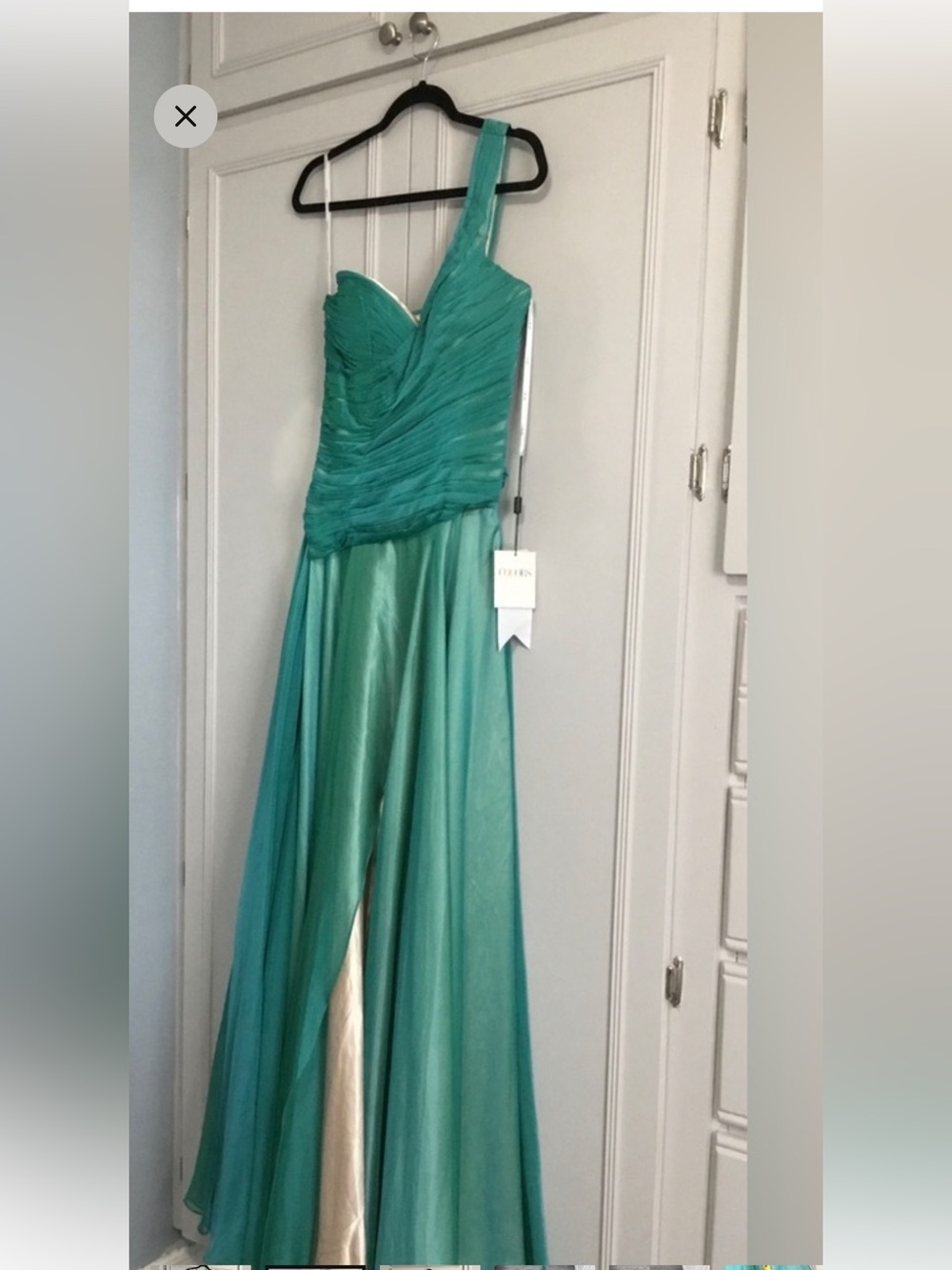 NWT COLORS DRESS 665 Jade Prom Party Side Slit size 4🌼IMPERFECT🌼